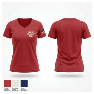 Womens Short Sleeve Vneck Shirt, Marines Ice Hockey Team, Marines, Teamtime, Team time, sublimation, custom sports apparel, team uniforms, spirit wear, spiritwear, sports uniforms, custom shirts, team store, custom team store, fundraiser sports, apparel fundraiser