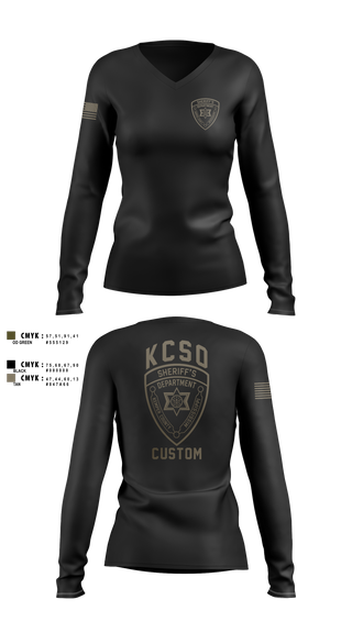 Womens Long Sleeve Vneck Shirt, Kemper County Sheriff’s Office, Police, Teamtime, Team time, sublimation, custom sports apparel, team uniforms, spirit wear, spiritwear, sports uniforms, custom shirts, team store, custom team store, fundraiser sports, apparel fundraiser