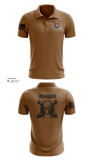 Short Sleeve Performance Polo, A Btry 1-206th FA, National Guard, Teamtime, Team time, sublimation, custom sports apparel, team uniforms, spirit wear, spiritwear, sports uniforms, custom shirts, team store, custom team store, fundraiser sports, apparel fundraiser