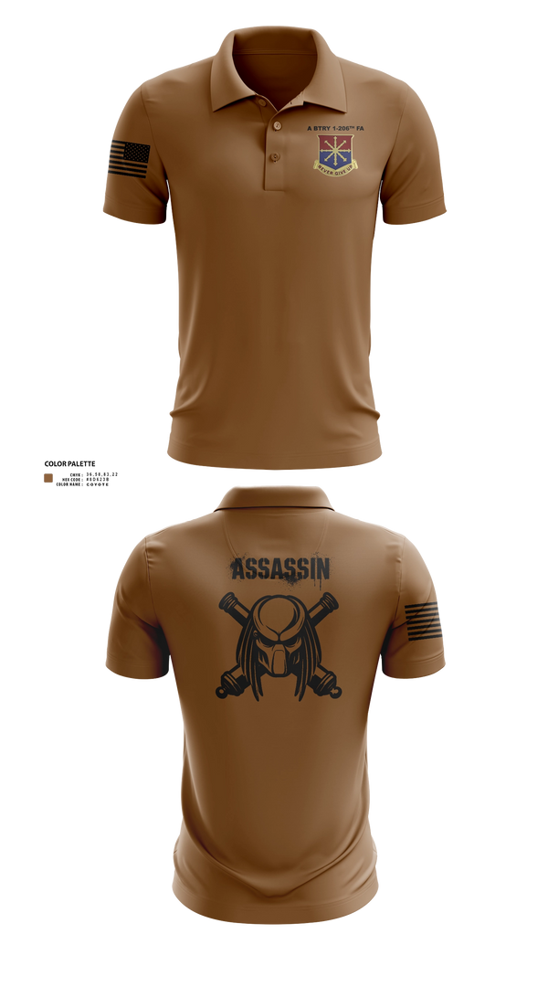 Short Sleeve Performance Polo, A Btry 1-206th FA, National Guard, Teamtime, Team time, sublimation, custom sports apparel, team uniforms, spirit wear, spiritwear, sports uniforms, custom shirts, team store, custom team store, fundraiser sports, apparel fundraiser