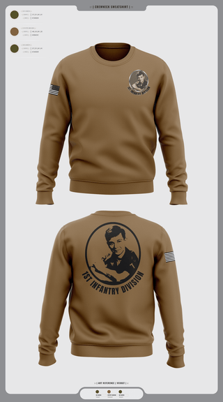 Crew Neck Sweatshirt, 1st Infantry Division, , Teamtime, Team time, sublimation, custom sports apparel, team uniforms, spirit wear, spiritwear, sports uniforms, custom shirts, team store, custom team store, fundraiser sports, apparel fundraiser