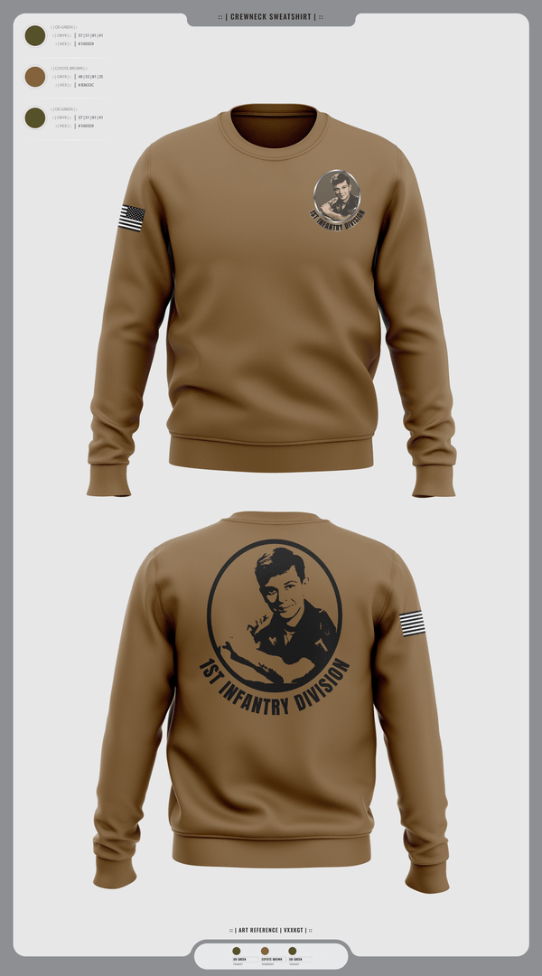 Crew Neck Sweatshirt, 1st Infantry Division, , Teamtime, Team time, sublimation, custom sports apparel, team uniforms, spirit wear, spiritwear, sports uniforms, custom shirts, team store, custom team store, fundraiser sports, apparel fundraiser