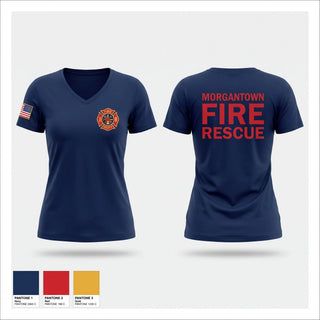 Womens Short Sleeve Vneck Shirt, MFD, Fire Department, Teamtime, Team time, sublimation, custom sports apparel, team uniforms, spirit wear, spiritwear, sports uniforms, custom shirts, team store, custom team store, fundraiser sports, apparel fundraiser