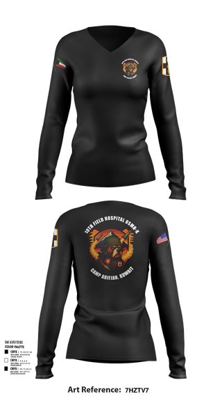 Womens Long Sleeve Vneck Shirt, 10th Field Hospital (FWD), , Teamtime, Team time, sublimation, custom sports apparel, team uniforms, spirit wear, spiritwear, sports uniforms, custom shirts, team store, custom team store, fundraiser sports, apparel fundraiser