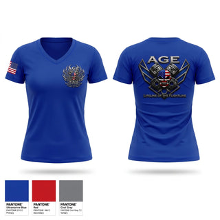Womens Short Sleeve Vneck Shirt, AGE, Air Force, Teamtime, Team time, sublimation, custom sports apparel, team uniforms, spirit wear, spiritwear, sports uniforms, custom shirts, team store, custom team store, fundraiser sports, apparel fundraiser