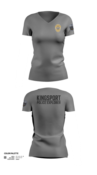 Womens Short Sleeve Vneck Shirt, Kingsport Police Explorer Post, Police, Teamtime, Team time, sublimation, custom sports apparel, team uniforms, spirit wear, spiritwear, sports uniforms, custom shirts, team store, custom team store, fundraiser sports, apparel fundraiser