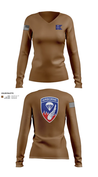 Womens Long Sleeve Vneck Shirt, 187 infantry, , Teamtime, Team time, sublimation, custom sports apparel, team uniforms, spirit wear, spiritwear, sports uniforms, custom shirts, team store, custom team store, fundraiser sports, apparel fundraiser