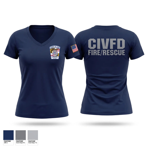 Womens Short Sleeve Vneck Shirt, Cobb Island Volunteer Fire Department and EMS, Fire Department, Teamtime, Team time, sublimation, custom sports apparel, team uniforms, spirit wear, spiritwear, sports uniforms, custom shirts, team store, custom team store, fundraiser sports, apparel fundraiser