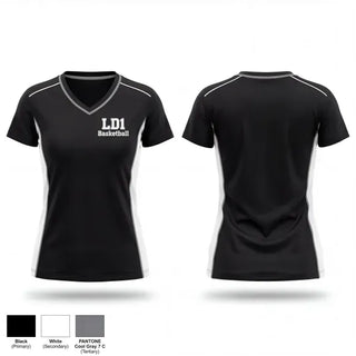Womens Short Sleeve Vneck Shirt, LD1 Basketball, Men's Basketball, Teamtime, Team time, sublimation, custom sports apparel, team uniforms, spirit wear, spiritwear, sports uniforms, custom shirts, team store, custom team store, fundraiser sports, apparel fundraiser
