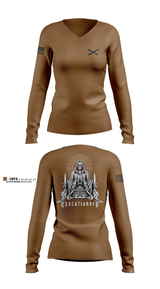 Womens Long Sleeve Vneck Shirt, 1/C 36, Army, Teamtime, Team time, sublimation, custom sports apparel, team uniforms, spirit wear, spiritwear, sports uniforms, custom shirts, team store, custom team store, fundraiser sports, apparel fundraiser