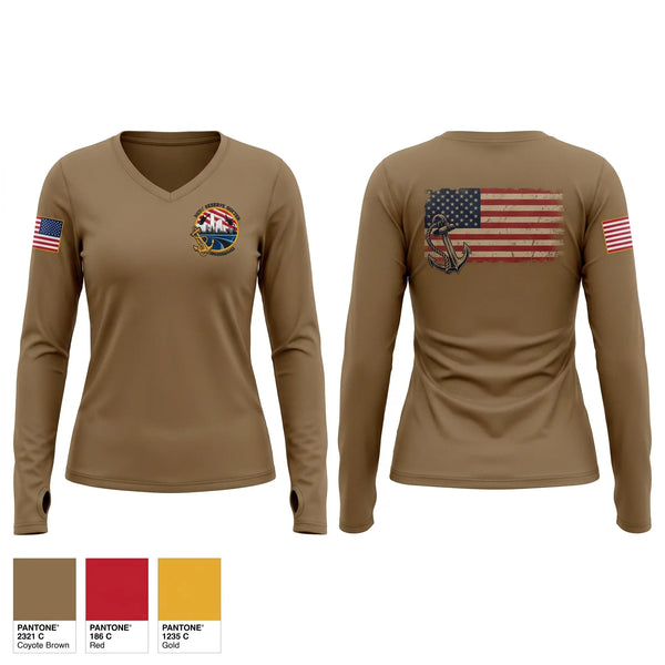 Womens Long Sleeve Vneck Shirt, , Navy, Teamtime, Team time, sublimation, custom sports apparel, team uniforms, spirit wear, spiritwear, sports uniforms, custom shirts, team store, custom team store, fundraiser sports, apparel fundraiser