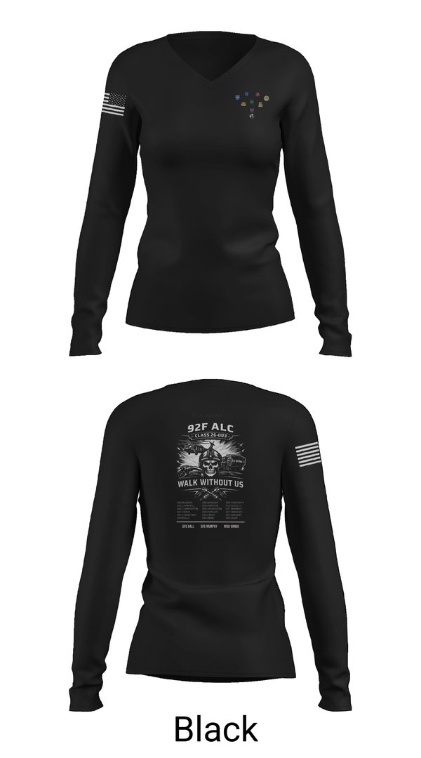 Womens Long Sleeve Vneck Shirt, 92F ALC 26-003, Army, Teamtime, Team time, sublimation, custom sports apparel, team uniforms, spirit wear, spiritwear, sports uniforms, custom shirts, team store, custom team store, fundraiser sports, apparel fundraiser