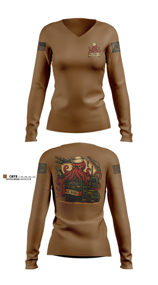 Womens Long Sleeve Vneck Shirt, , Navy, Teamtime, Team time, sublimation, custom sports apparel, team uniforms, spirit wear, spiritwear, sports uniforms, custom shirts, team store, custom team store, fundraiser sports, apparel fundraiser