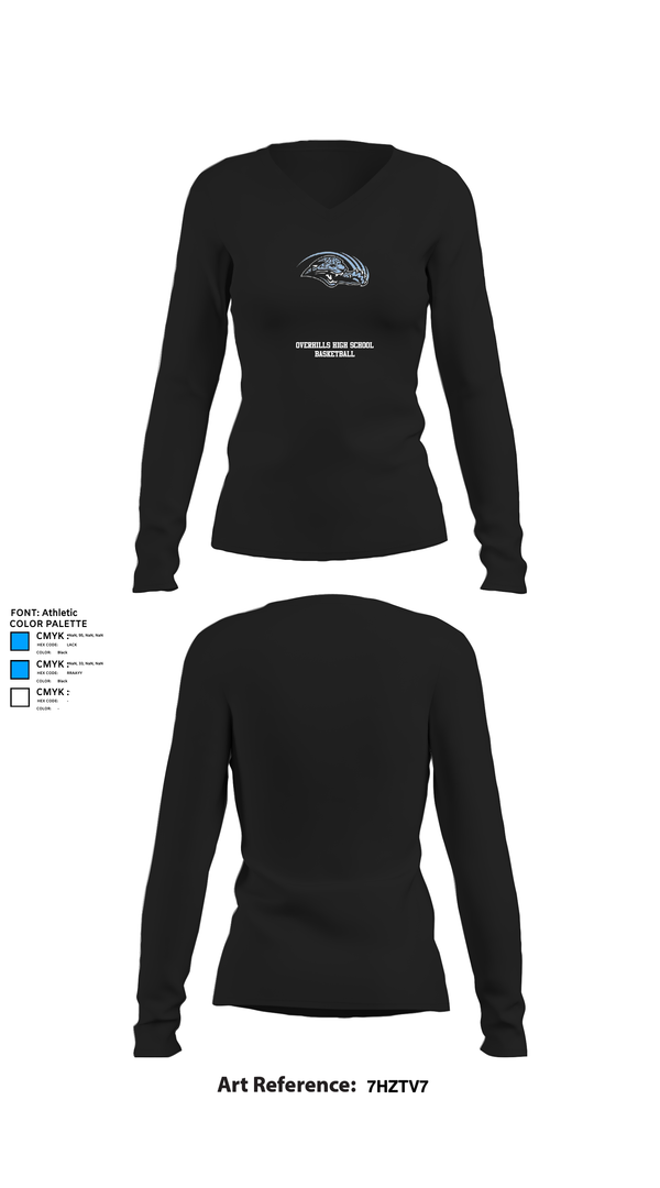 Womens Long Sleeve Vneck Shirt, Overhills High School Basketball, Men's Basketball, Teamtime, Team time, sublimation, custom sports apparel, team uniforms, spirit wear, spiritwear, sports uniforms, custom shirts, team store, custom team store, fundraiser sports, apparel fundraiser