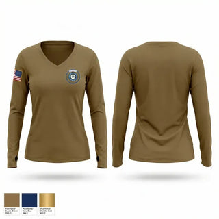 Womens Long Sleeve Vneck Shirt, DNE, Police, Teamtime, Team time, sublimation, custom sports apparel, team uniforms, spirit wear, spiritwear, sports uniforms, custom shirts, team store, custom team store, fundraiser sports, apparel fundraiser