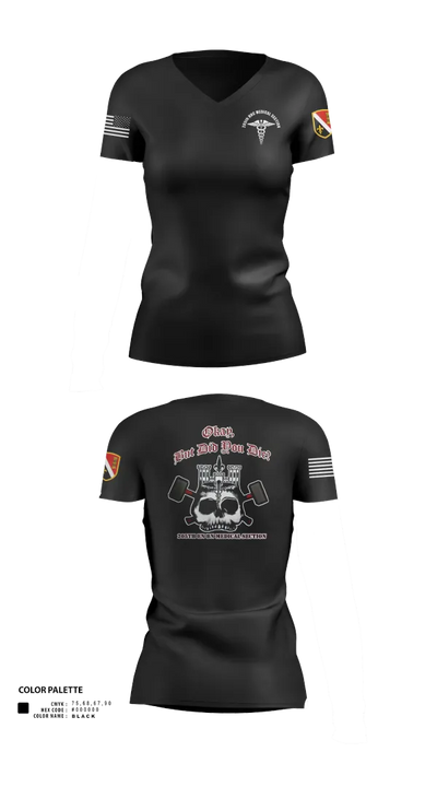 205th HHC MEDICAL SECTION 83176220 Women's Short Sleeve V-neck Shirt - 120