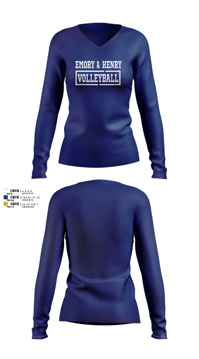 Emory & Henry Volleyball 34744696 Women's Long Sleeve V-neck Shirt - 5