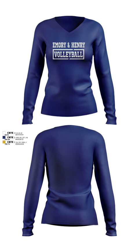 Womens Long Sleeve Vneck Shirt, Emory & Henry Volleyball, Women's Volleyball, Teamtime, Team time, sublimation, custom sports apparel, team uniforms, spirit wear, spiritwear, sports uniforms, custom shirts, team store, custom team store, fundraiser sports, apparel fundraiser