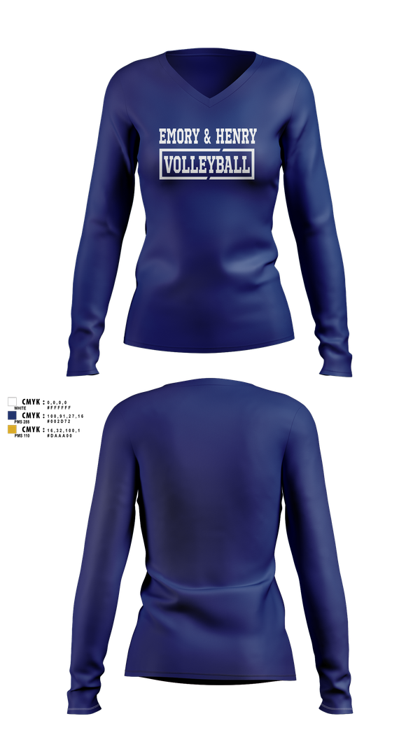 Womens Long Sleeve Vneck Shirt, Emory & Henry Volleyball, Women's Volleyball, Teamtime, Team time, sublimation, custom sports apparel, team uniforms, spirit wear, spiritwear, sports uniforms, custom shirts, team store, custom team store, fundraiser sports, apparel fundraiser
