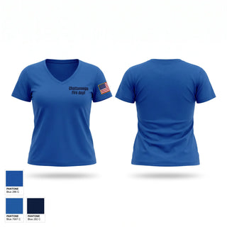 Womens Short Sleeve Vneck Shirt, Chattanooga Fire dept., Fire Department, Teamtime, Team time, sublimation, custom sports apparel, team uniforms, spirit wear, spiritwear, sports uniforms, custom shirts, team store, custom team store, fundraiser sports, apparel fundraiser