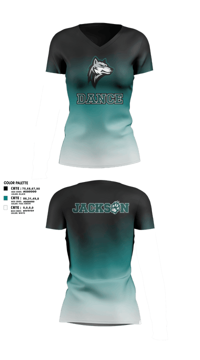 Jackson Dance 2996899 Women's Short Sleeve V-neck Shirt - 21