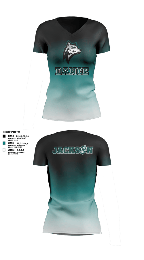 Womens Short Sleeve Vneck Shirt, Jackson Dance, Cheer, Teamtime, Team time, sublimation, custom sports apparel, team uniforms, spirit wear, spiritwear, sports uniforms, custom shirts, team store, custom team store, fundraiser sports, apparel fundraiser