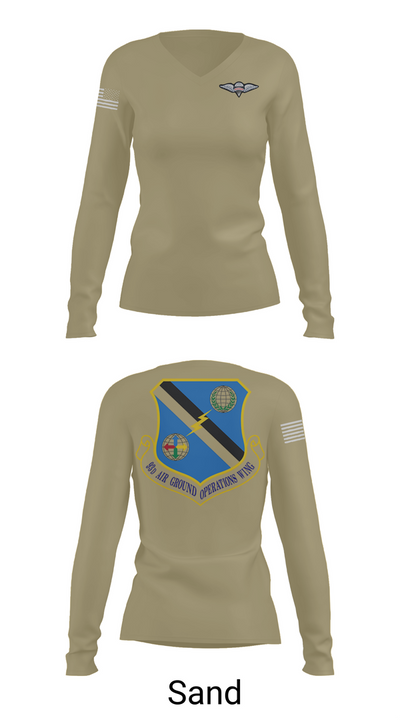 93rd AGOW 64240492 Women's Long Sleeve V-neck Shirt - 97