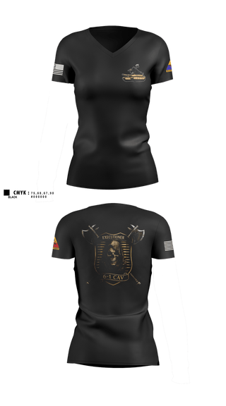 Womens Short Sleeve Vneck Shirt, E Trp, 6-1 CAV, Army, Teamtime, Team time, sublimation, custom sports apparel, team uniforms, spirit wear, spiritwear, sports uniforms, custom shirts, team store, custom team store, fundraiser sports, apparel fundraiser