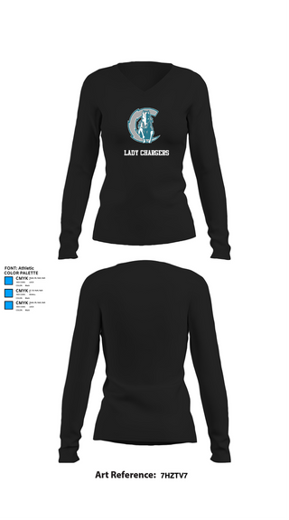 Womens Long Sleeve Vneck Shirt, Lady Chargers, Women's Basketball, Teamtime, Team time, sublimation, custom sports apparel, team uniforms, spirit wear, spiritwear, sports uniforms, custom shirts, team store, custom team store, fundraiser sports, apparel fundraiser
