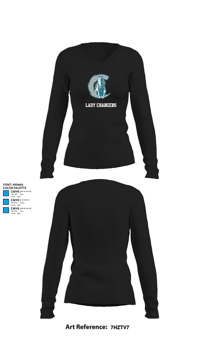 Lady Chargers 79726447 Women's Long Sleeve V-neck Shirt - 34