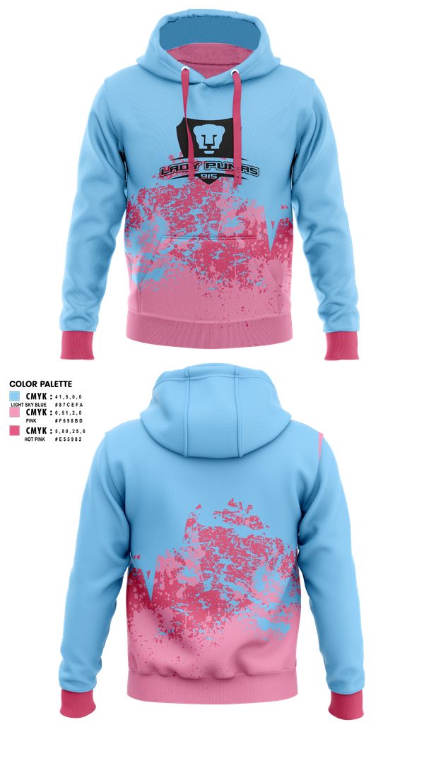 Hoodie, Lady Pumas, Women's Soccer, Teamtime, Team time, sublimation, custom sports apparel, team uniforms, spirit wear, spiritwear, sports uniforms, custom shirts, team store, custom team store, fundraiser sports, apparel fundraiser