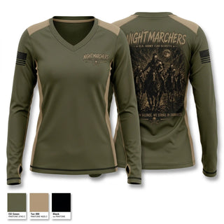 Womens Long Sleeve Vneck Shirt, 3rd platoon Nightmarchers, Army, Teamtime, Team time, sublimation, custom sports apparel, team uniforms, spirit wear, spiritwear, sports uniforms, custom shirts, team store, custom team store, fundraiser sports, apparel fundraiser