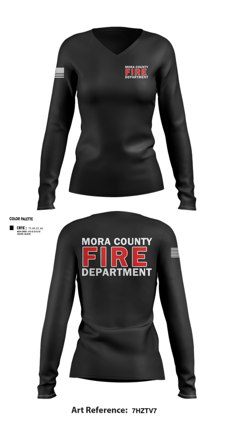 Womens Long Sleeve Vneck Shirt, Mora county fire, Fire Department, Teamtime, Team time, sublimation, custom sports apparel, team uniforms, spirit wear, spiritwear, sports uniforms, custom shirts, team store, custom team store, fundraiser sports, apparel fundraiser