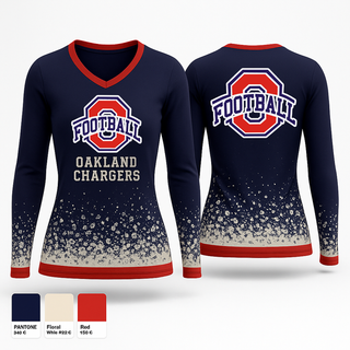 Womens Long Sleeve Vneck Shirt, Oakland Chargers, , Teamtime, Team time, sublimation, custom sports apparel, team uniforms, spirit wear, spiritwear, sports uniforms, custom shirts, team store, custom team store, fundraiser sports, apparel fundraiser