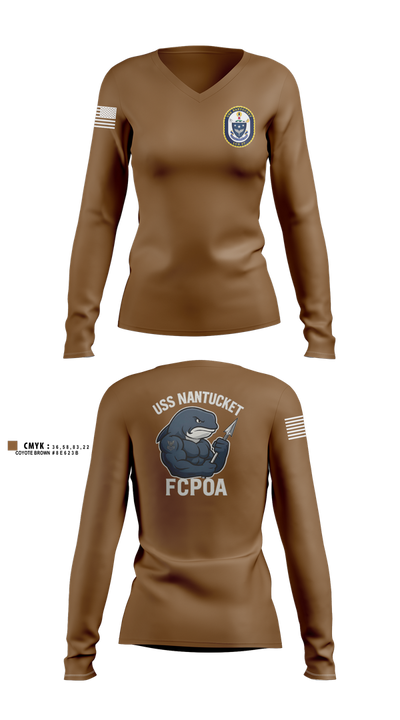USS NANTUCKET LCS 27 Women's Long Sleeve V-neck Shirt - 6