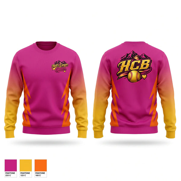 Crew Neck Sweatshirt, Hells Canyon Belles, Softball, Teamtime, Team time, sublimation, custom sports apparel, team uniforms, spirit wear, spiritwear, sports uniforms, custom shirts, team store, custom team store, fundraiser sports, apparel fundraiser
