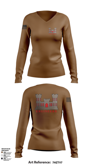 Womens Long Sleeve Vneck Shirt, 817th engineer sapper, , Teamtime, Team time, sublimation, custom sports apparel, team uniforms, spirit wear, spiritwear, sports uniforms, custom shirts, team store, custom team store, fundraiser sports, apparel fundraiser