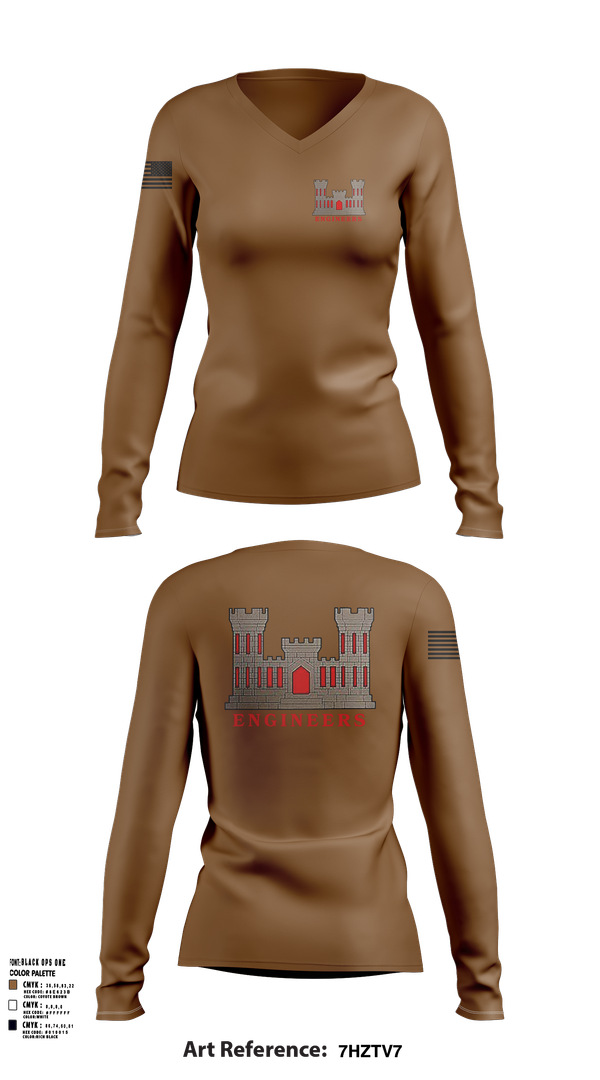 Womens Long Sleeve Vneck Shirt, 817th engineer sapper, , Teamtime, Team time, sublimation, custom sports apparel, team uniforms, spirit wear, spiritwear, sports uniforms, custom shirts, team store, custom team store, fundraiser sports, apparel fundraiser