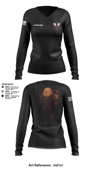 Womens Long Sleeve Vneck Shirt, CCo, 1-508PIR (OG), Army, Teamtime, Team time, sublimation, custom sports apparel, team uniforms, spirit wear, spiritwear, sports uniforms, custom shirts, team store, custom team store, fundraiser sports, apparel fundraiser