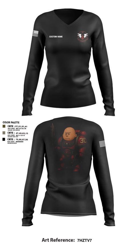 Womens Long Sleeve Vneck Shirt, CCo, 1-508PIR (OG), Army, Teamtime, Team time, sublimation, custom sports apparel, team uniforms, spirit wear, spiritwear, sports uniforms, custom shirts, team store, custom team store, fundraiser sports, apparel fundraiser