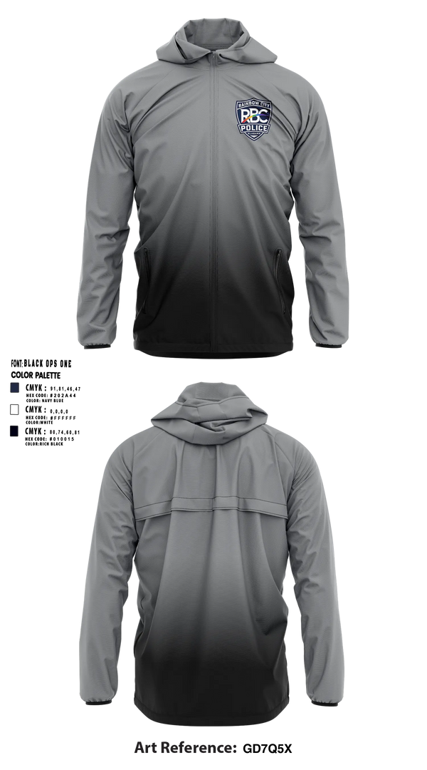 Windbreaker, Rainbow City Police Department, Police, Teamtime, Team time, sublimation, custom sports apparel, team uniforms, spirit wear, spiritwear, sports uniforms, custom shirts, team store, custom team store, fundraiser sports, apparel fundraiser