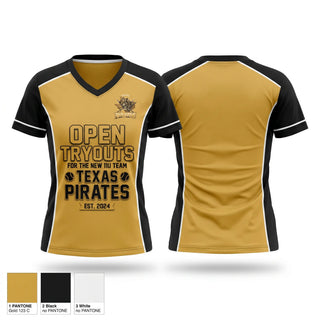 Womens Short Sleeve Vneck Shirt, Texas Pirates, Baseball, Teamtime, Team time, sublimation, custom sports apparel, team uniforms, spirit wear, spiritwear, sports uniforms, custom shirts, team store, custom team store, fundraiser sports, apparel fundraiser