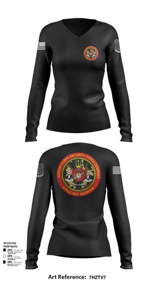 Womens Long Sleeve Vneck Shirt, Marine Corps Security Forces Battalion, , Teamtime, Team time, sublimation, custom sports apparel, team uniforms, spirit wear, spiritwear, sports uniforms, custom shirts, team store, custom team store, fundraiser sports, apparel fundraiser