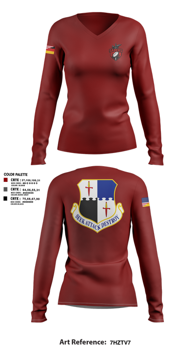 Saber Rugby 88389897 Women's Long Sleeve V-neck Shirt - 1