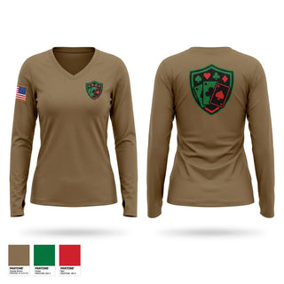 Womens Long Sleeve Vneck Shirt, 82ND DSTB, Army, Teamtime, Team time, sublimation, custom sports apparel, team uniforms, spirit wear, spiritwear, sports uniforms, custom shirts, team store, custom team store, fundraiser sports, apparel fundraiser