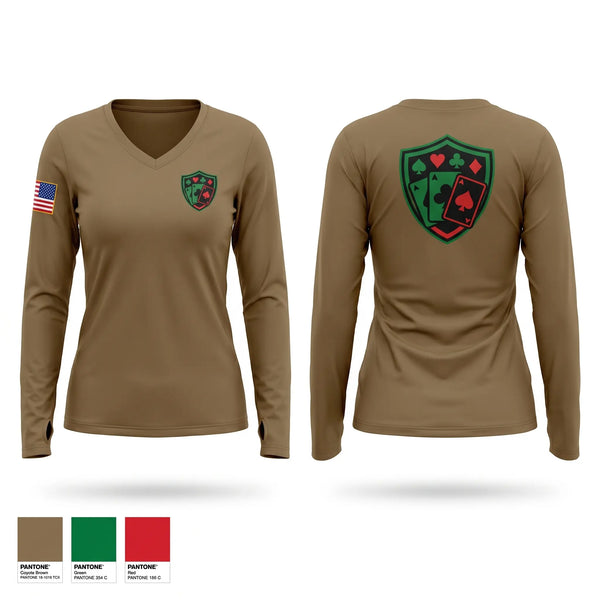 Womens Long Sleeve Vneck Shirt, 82ND DSTB, Army, Teamtime, Team time, sublimation, custom sports apparel, team uniforms, spirit wear, spiritwear, sports uniforms, custom shirts, team store, custom team store, fundraiser sports, apparel fundraiser