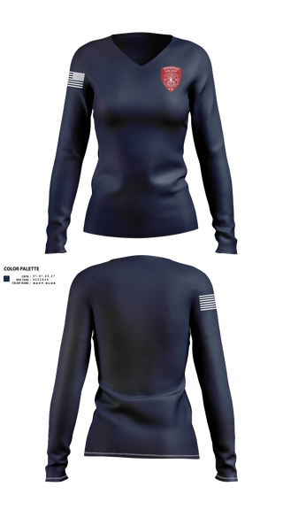 Womens Long Sleeve Vneck Shirt, Whitesville Fire Department, Fire Department, Teamtime, Team time, sublimation, custom sports apparel, team uniforms, spirit wear, spiritwear, sports uniforms, custom shirts, team store, custom team store, fundraiser sports, apparel fundraiser
