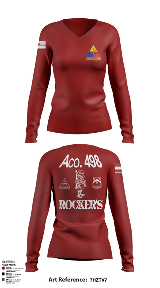 Womens Long Sleeve Vneck Shirt, 498th SUP BN 2AD (FWD), Army, Teamtime, Team time, sublimation, custom sports apparel, team uniforms, spirit wear, spiritwear, sports uniforms, custom shirts, team store, custom team store, fundraiser sports, apparel fundraiser
