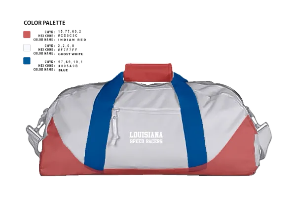 Duffle Bag, Louisiana Speed Racers, Track & Field, Teamtime, Team time, sublimation, custom sports apparel, team uniforms, spirit wear, spiritwear, sports uniforms, custom shirts, team store, custom team store, fundraiser sports, apparel fundraiser
