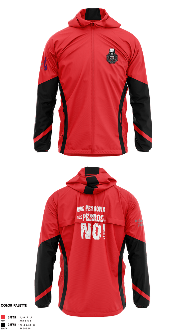 Windbreaker, PERROS DEL MAL FC, Men's Soccer, Teamtime, Team time, sublimation, custom sports apparel, team uniforms, spirit wear, spiritwear, sports uniforms, custom shirts, team store, custom team store, fundraiser sports, apparel fundraiser